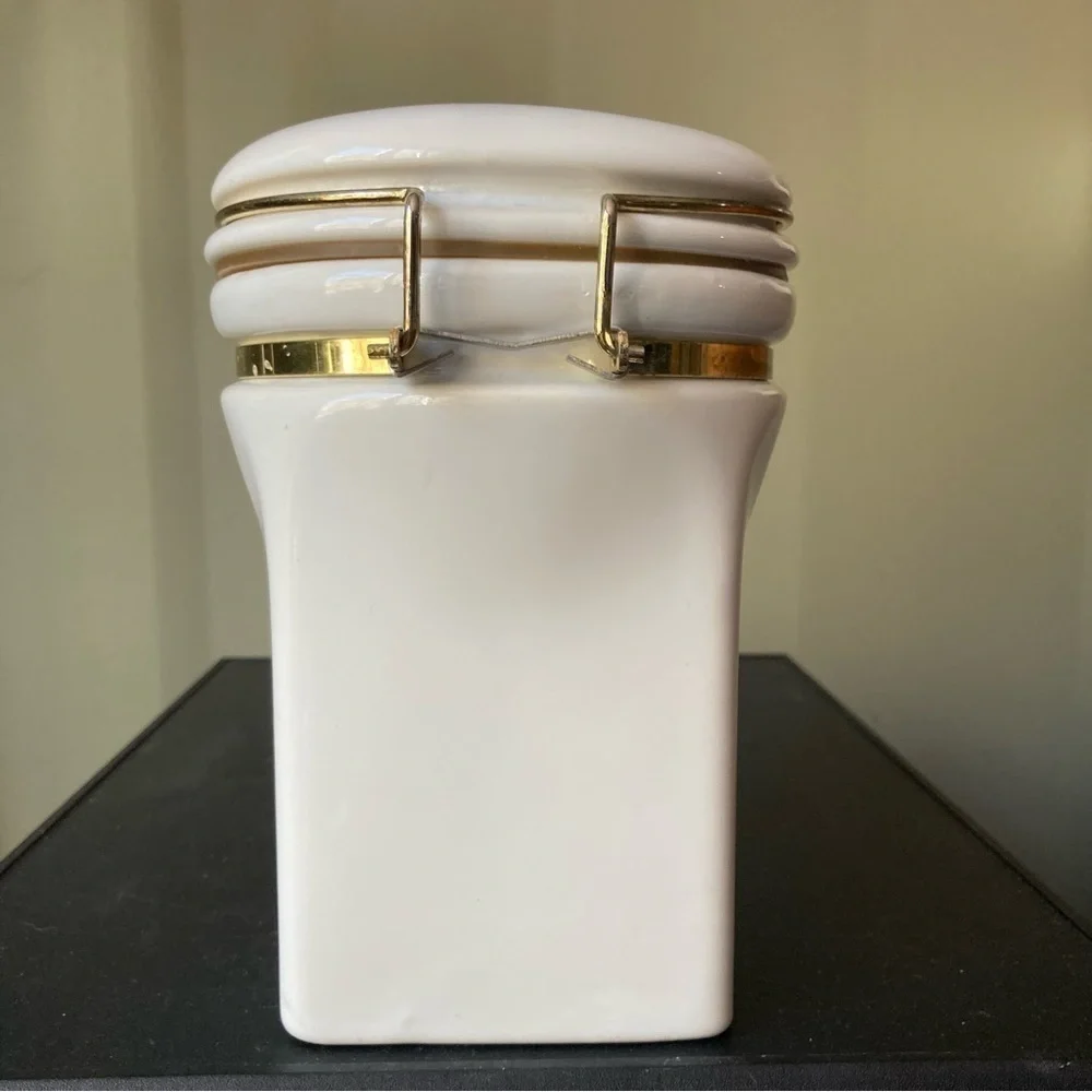 Gevalia Kaffe | Vintage Black Gold Ceramic Coffee Tea Canister Jar